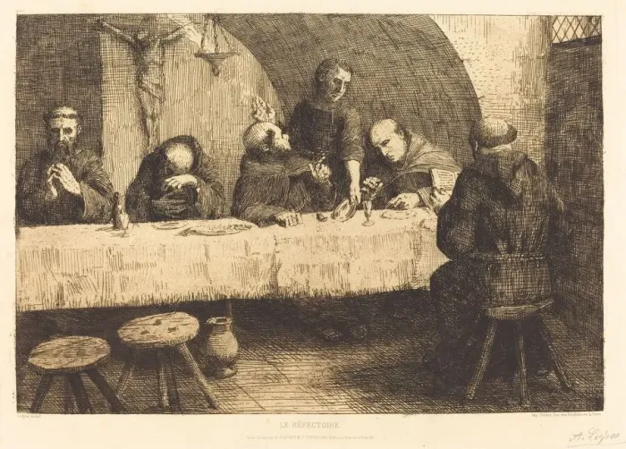 Framed Print : The Refectory (Le refectoire). Creator: Alphonse Legros Framed Print : The Refectory (Le refectoire). Creator: Alphonse Legros