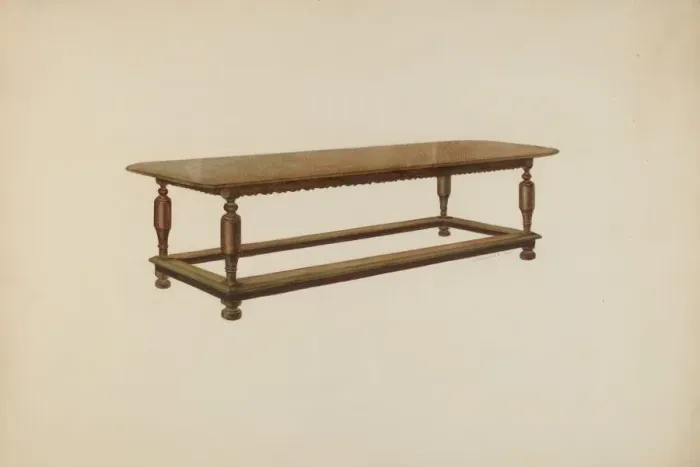Framed Print : Refectory Table, 1938. Creator: Austin L. Davison Framed Print : Refectory Table, 1938. Creator: Austin L. Davison