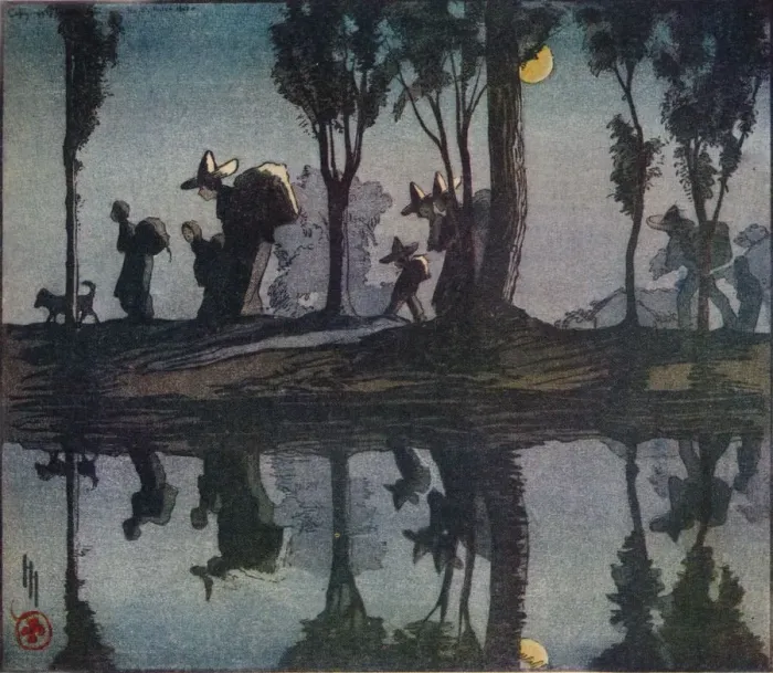 Framed Print : Reflections, 1912. Artist: Helen Hyde Framed Print : Reflections, 1912. Artist: Helen Hyde
