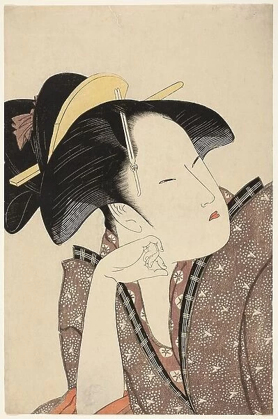 Reflective Love, from the series 'Anthology of Poems: The Love Section (Kasen koi no... c1793 / 94. Creator: Kitagawa Utamaro. Reflective Love, from the series 'Anthology of Poems: The Love Section (Kasen koi no... c1793 / 94)