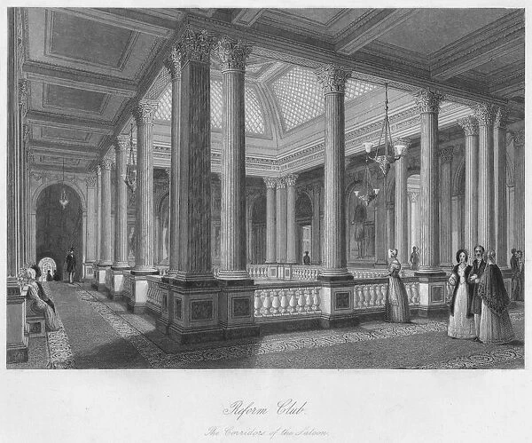 Reform Club. The Corridors of the Saloon, c1841. Artist: William Radclyffe