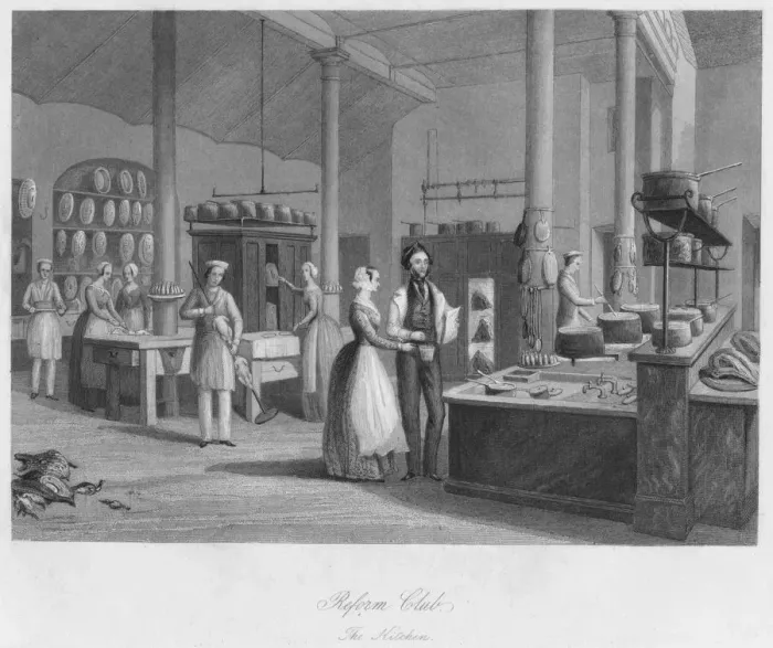 Framed Print : Reform Club. The Kitchen, c1841. Artist: William Radclyffe Framed Print : Reform Club. The Kitchen, c1841. Artist: William Radclyffe