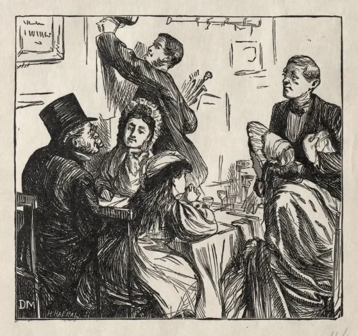 Framed Print : Refreshment - At the Great Exhibition, 1862. Creator: George Louis Palmella Busson Du Maurier Framed Print : Refreshment - At the Great Exhibition, 1862. Creator: George Louis Palmella Busson Du Maurier