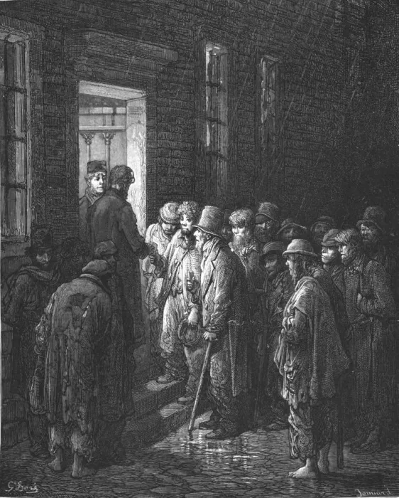 Framed Print : Refuge - Applying for Admittance, 1872. Creator: Gustave Doré Framed Print : Refuge - Applying for Admittance, 1872. Creator: Gustave Doré