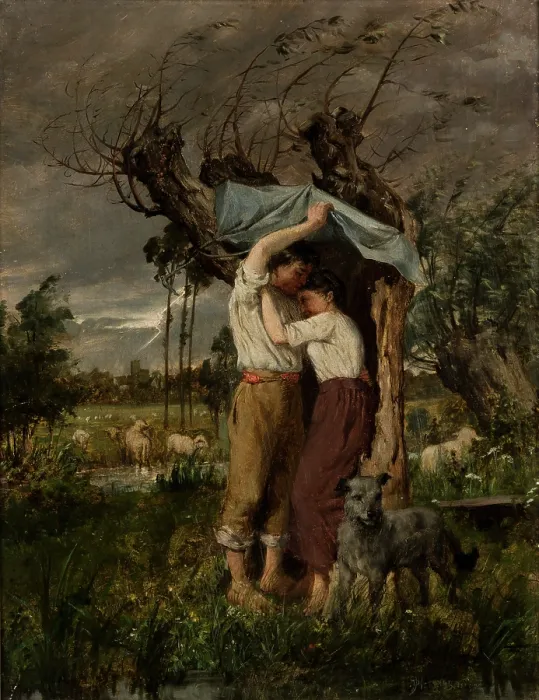 Framed Print : Refuge before a Storm, 1880. Creator: Paul Merwart Framed Print : Refuge before a Storm, 1880. Creator: Paul Merwart