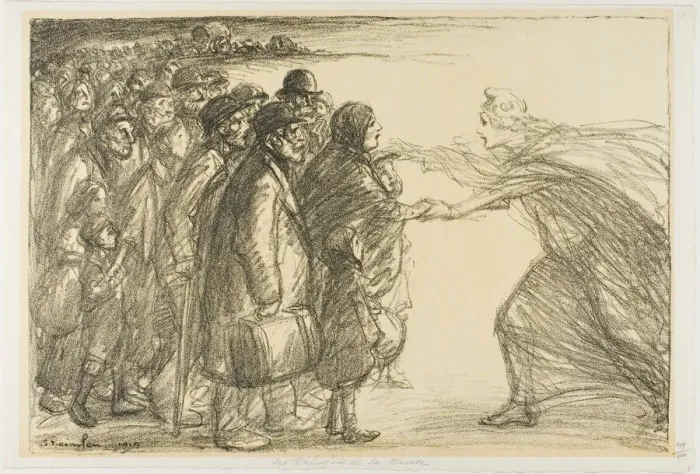 Framed Print : Refugees from the Meuse, 1915. Creator: Theophile Alexandre Steinlen Framed Print : Refugees from the Meuse, 1915. Creator: Theophile Alexandre Steinlen