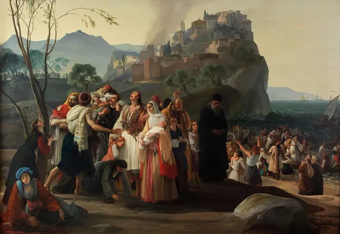 Framed Print : The Refugees of Parga (I Profughi di Parga), 1831. Creator: Hayez, Francesco (1791-1882) Framed Print : The Refugees of Parga (I Profughi di Parga), 1831. Creator: Hayez, Francesco (1791-1882)