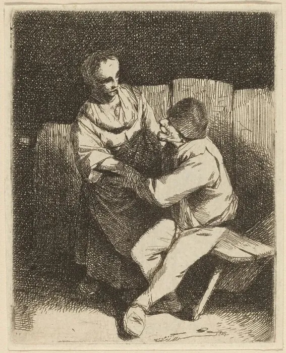 Framed Print : The Refused Caress. Creator: Cornelis Bega Framed Print : The Refused Caress. Creator: Cornelis Bega