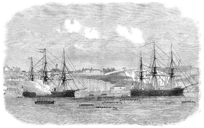 Framed Print : Regatta of boats of the Channel Fleet at Lisbon, 1869. Creator: Unknown Framed Print : Regatta of boats of the Channel Fleet at Lisbon, 1869. Creator: Unknown