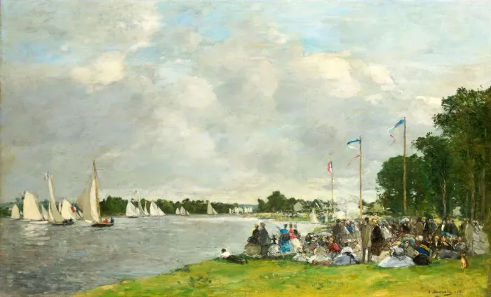 Framed Print : Regattas at Argenteuil, 1866. Creator: Boudin, Eugene-Louis (1824-1898) Framed Print : Regattas at Argenteuil, 1866. Creator: Boudin, Eugene-Louis (1824-1898)