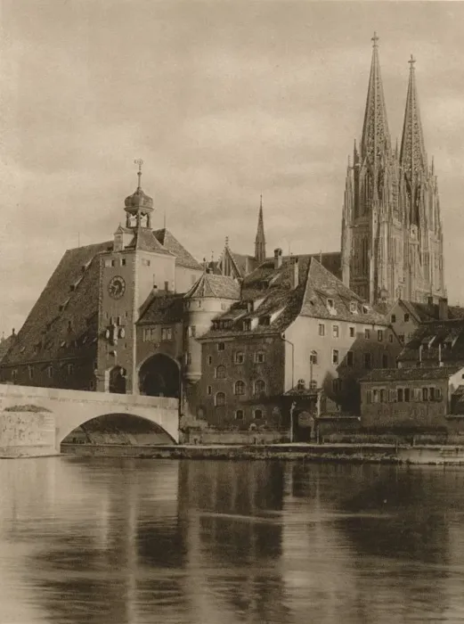 Framed Print : Regensburg - Bridge-Gate and Cathedral Towers, 1931. Artist: Kurt Hielscher Framed Print : Regensburg - Bridge-Gate and Cathedral Towers, 1931. Artist: Kurt Hielscher