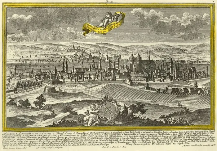 Framed Print : Regensburg, c1740. Creator: Johann Georg Ringlin