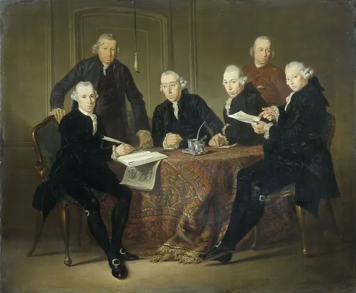 Framed Print : The Four Regents, the Secretary and the House Father of the Lepers House of Amsterdam, 1773, 1773. Creator: Jacobus Luberti Augustini Framed Print : The Four Regents, the Secretary and the House Father of the Lepers House of Amsterdam, 1773, 1773. Creator: Jacobus Luberti Augustini