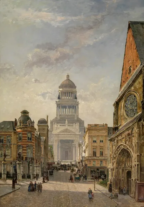 Framed Print : Regentschapstraat in Brussels, c1860-1890. Creator: Gustave Walckiers Framed Print : Regentschapstraat in Brussels, c1860-1890. Creator: Gustave Walckiers