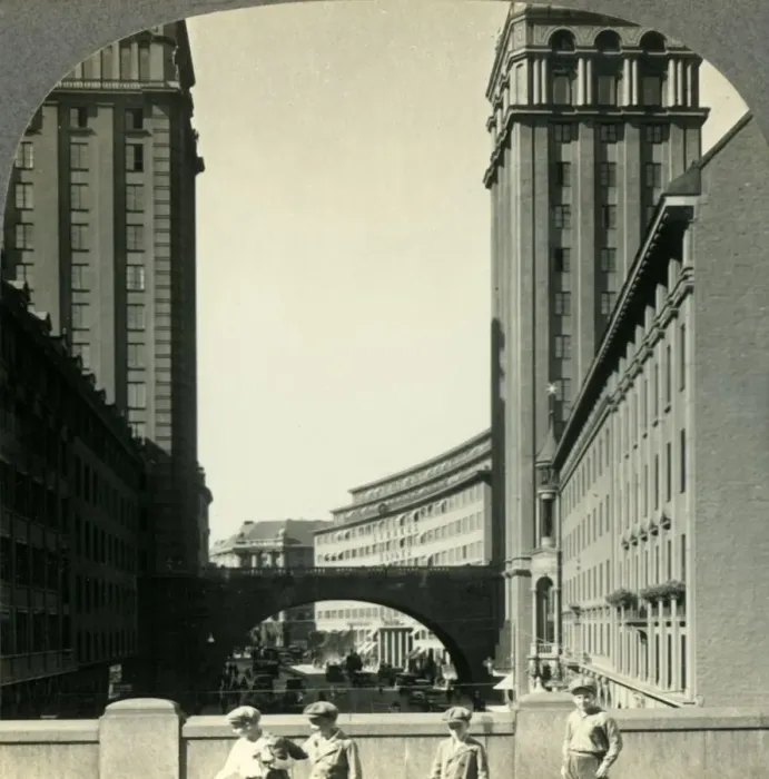 Framed Print : From Regeringsgatan down on Kungsgatan and its two Skyscrapers, Stockholm, Sweden, c1930s Framed Print : From Regeringsgatan down on Kungsgatan and its two Skyscrapers, Stockholm, Sweden, c1930s