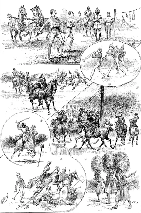 Framed Print : Regimental sports of 21st Hussars at Bangalore, in India, from sketches by Granville B. Baker, 1890. Creator: Carl Hentschel Framed Print : Regimental sports of 21st Hussars at Bangalore, in India, from sketches by Granville B. Baker, 1890. Creator: Carl Hentschel