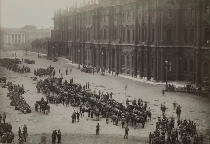 Framed Print : Regiments summoned back from the war front by the Provisional Government on Palace Square, before th Framed Print : Regiments summoned back from the war front by the Provisional Government on Palace Square, before th