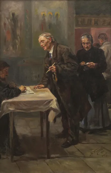 Framed Print : Registration before confession, 1915 Framed Print : Registration before confession, 1915