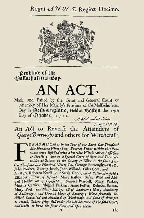 Framed Print : Regni Annae Reginae decimo. The 1711 act of the Massachusetts legislature to reverse the... 1711. Creator: Historic Object Framed Print : Regni Annae Reginae decimo. The 1711 act of the Massachusetts legislature to reverse the... 1711. Creator: Historic Object
