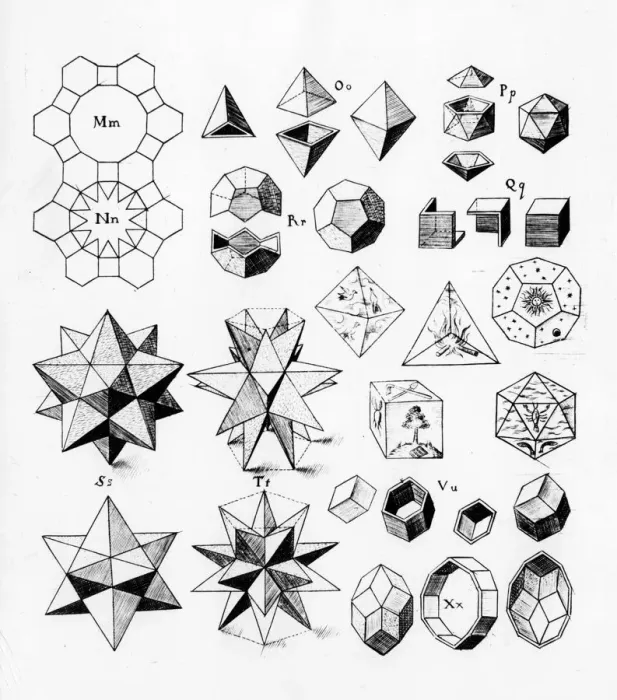 Framed Print : Regular geometrical solids of various types, 1619