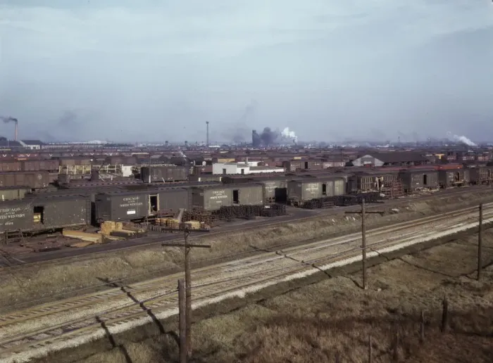 Framed Print : The regular tracks of the South Yards, at C & NW RRs Proviso (?) yard, Chicago, Ill. 1942. Creator: Jack Delano