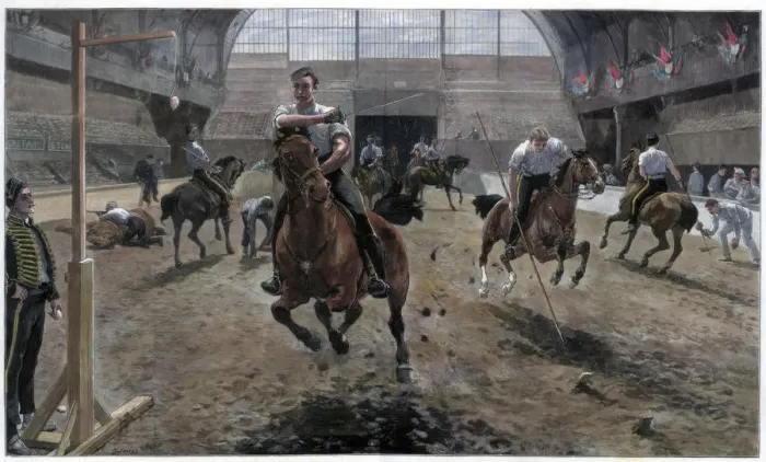 Framed Print : Rehearsing for the Royal Military Tournament at the Agricultural Hall, Islington, London, 1886 Framed Print : Rehearsing for the Royal Military Tournament at the Agricultural Hall, Islington, London, 1886