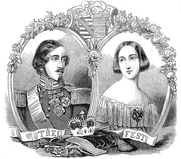 The Reigning Duke and Duchess of Saxe-Coburg-Gotha, drawn by Baugniet, 1845