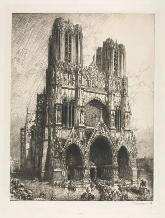 Framed Print : Reims Cathedral. Creator: Auguste Louis Lepere (French, 1849-1918) Framed Print : Reims Cathedral. Creator: Auguste Louis Lepere (French, 1849-1918)