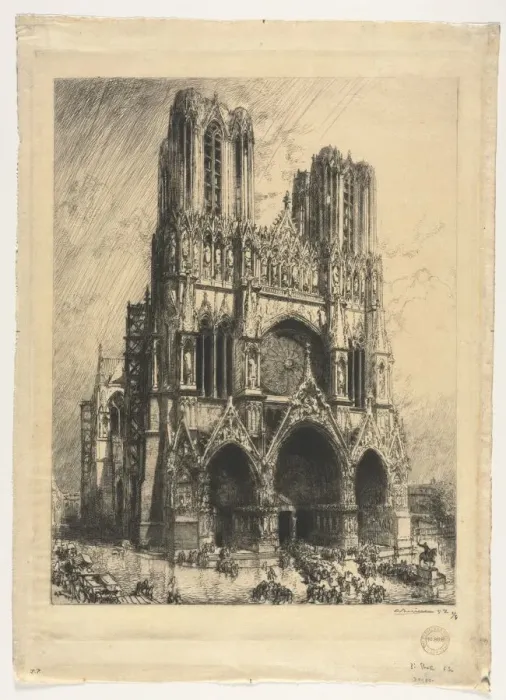 Framed Print : Reims Cathedral. Creator: Auguste Louis Lepere (French, 1849-1918) Framed Print : Reims Cathedral. Creator: Auguste Louis Lepere (French, 1849-1918)