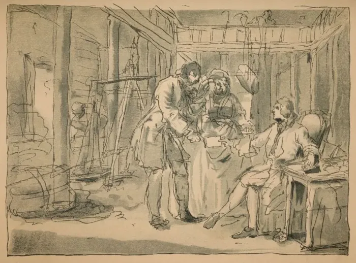 Framed Print : Rejected sketch for Industry and Idleness, 1747. Artist: William Hogarth Framed Print : Rejected sketch for Industry and Idleness, 1747. Artist: William Hogarth