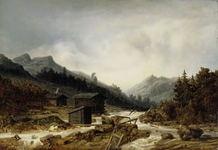 Framed Print : Rekolankoski in Jämsä, 1869. Creator: Johan Knutson Framed Print : Rekolankoski in Jämsä, 1869. Creator: Johan Knutson