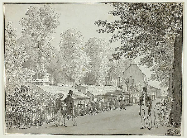Relais, Avenue des Champs-Élysées, Paris (recto); Scene from the Life of Odysseus (verso), 1812. Creator: CW Eckersberg