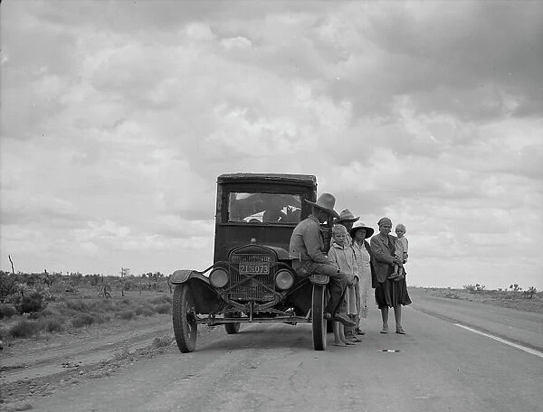 Three related Oklahoma drought refugee families near Lordsburg, New Mexico, 1937. Creator: Dorothea Lange