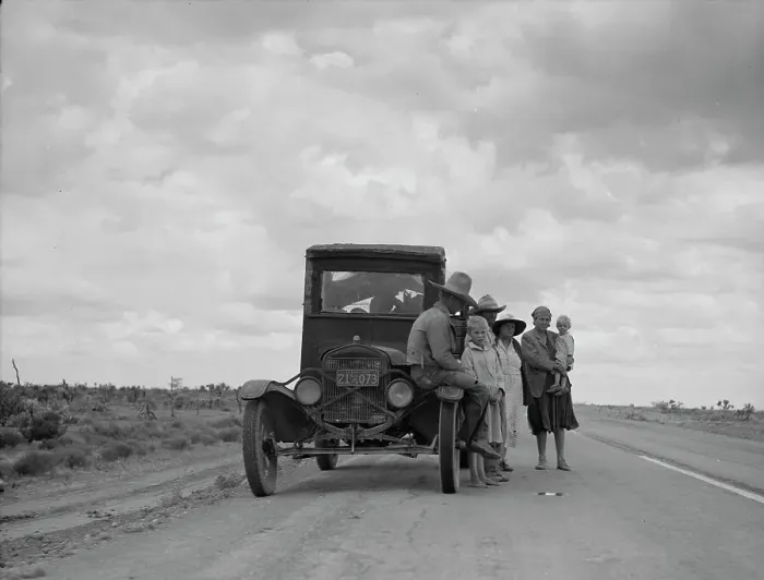 Framed Print : Three related Oklahoma drought refugee families near Lordsburg, New Mexico, 1937. Creator: Dorothea Lange Framed Print : Three related Oklahoma drought refugee families near Lordsburg, New Mexico, 1937. Creator: Dorothea Lange