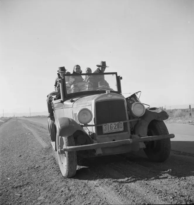 Framed Print : Eight related persons... in search of employment as pea pickers, on US80, Imperial Valley, CA, 1939. Creator: Dorothea Lange Framed Print : Eight related persons... in search of employment as pea pickers, on US80, Imperial Valley, CA, 1939. Creator: Dorothea Lange