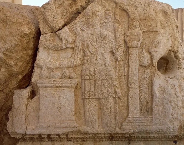 Framed Print : Relief depicting the god Aglibol, Temple of Bel, Palmyra, Syria, 2002. Creator: Unknown Framed Print : Relief depicting the god Aglibol, Temple of Bel, Palmyra, Syria, 2002. Creator: Unknown