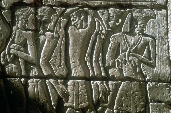 Relief of enemy prisoners, Temple of Rameses III, Medinat Habu, Egypt, c12th century BC