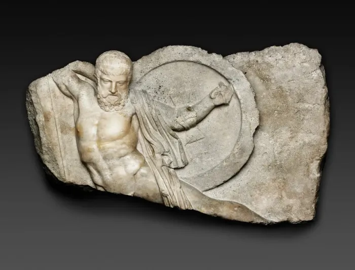 Framed Print : Relief of a Falling Warrior, 2nd century. Creator: Unknown Framed Print : Relief of a Falling Warrior, 2nd century. Creator: Unknown