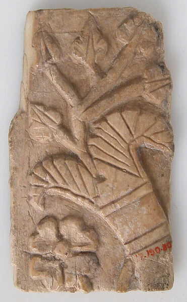 Relief Fragment with Rosette and Lotus Design, Coptic, 6th-7th century. Creator: Unknown