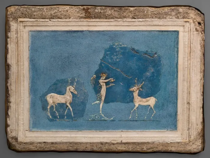 Framed Print : Relief Fragments Depicting a Winged Woman and Two Deer, Early 1st century Framed Print : Relief Fragments Depicting a Winged Woman and Two Deer, Early 1st century