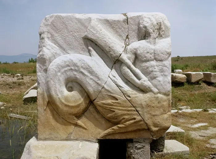 Framed Print : Relief of god Triton, messenger of the sea, Harbor Monument, Miletus, Turkey, 1999. Creator: LTL Framed Print : Relief of god Triton, messenger of the sea, Harbor Monument, Miletus, Turkey, 1999. Creator: LTL