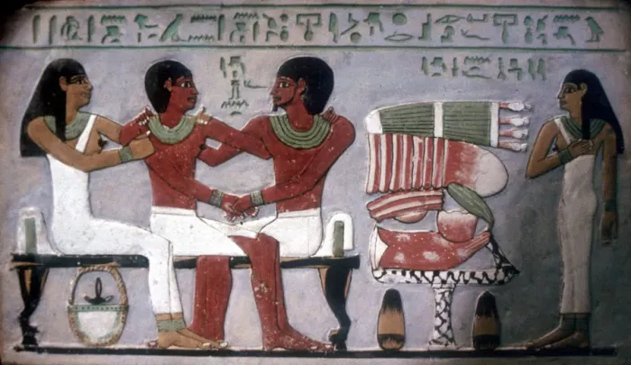 Framed Print : Relief of Imn-Hat seated with his wife & son in front of an offering, Thebes, c2050-c1786 BC Framed Print : Relief of Imn-Hat seated with his wife & son in front of an offering, Thebes, c2050-c1786 BC