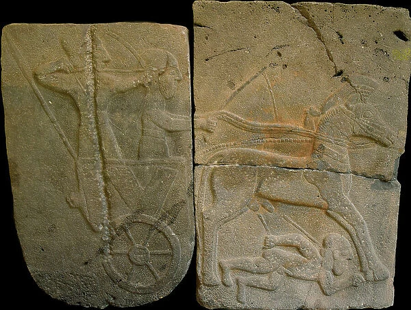 Relief orthostat depicting a chariot from Sam'al, 9th century BC. Creator: Spaethethitische Bildkunst (1200-700 v. Chr.)