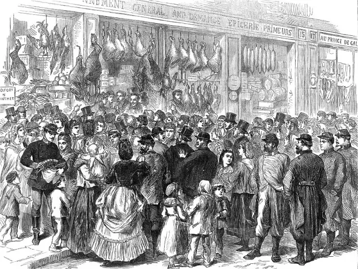 Framed Print : Relief of Paris: the rush to the provision shops, 1871. Creator: Unknown Framed Print : Relief of Paris: the rush to the provision shops, 1871. Creator: Unknown