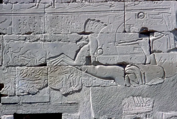 Framed Print : Detail of relief of Pharaoh in chariot riding down his enemies, Temple of Amun, Karnak, c1400 BC Framed Print : Detail of relief of Pharaoh in chariot riding down his enemies, Temple of Amun, Karnak, c1400 BC