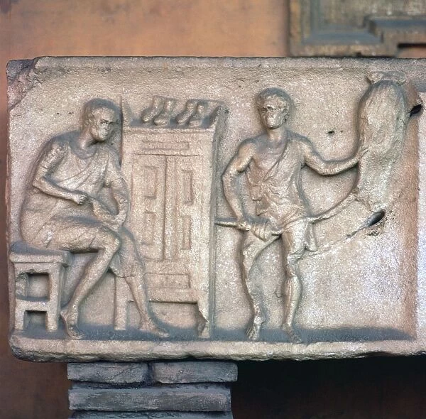 Relief of a Roman shoemaker and ropemaker