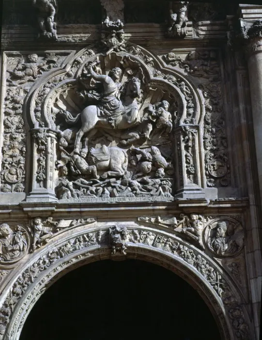 Framed Print : Relief of Santiago Matamoros which heads the facade of the San Marcos Inn in Leon Framed Print : Relief of Santiago Matamoros which heads the facade of the San Marcos Inn in Leon