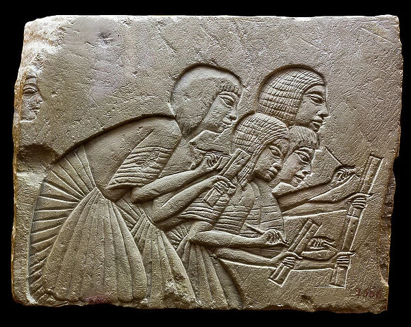 Relief of Four scribes, from the tomb of Horemheb, Saqqara, ca 1350 BC. Creator: Ancient Egypt