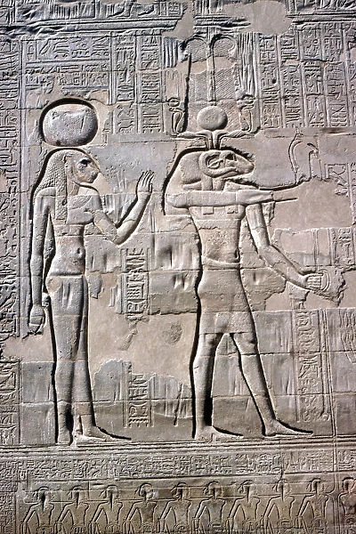 Detail of a relief of Sekhmet and Knum, Temple of Khnum, Ptolemaic & Roman Periods