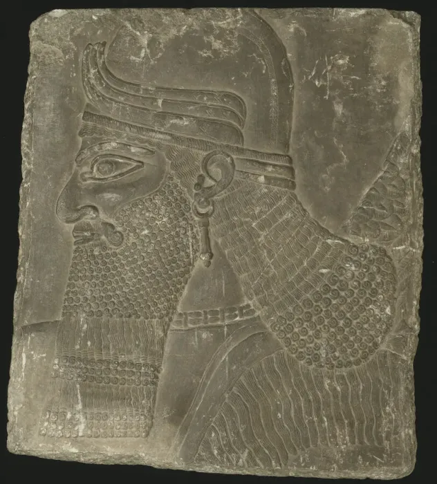 Framed Print : Relief Showing the Head of a Winged Genius, Neo-Assyrian Period Framed Print : Relief Showing the Head of a Winged Genius, Neo-Assyrian Period